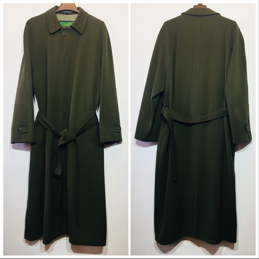 Chaps Ralph Lauren Topcoat Green Wool Trench L 42